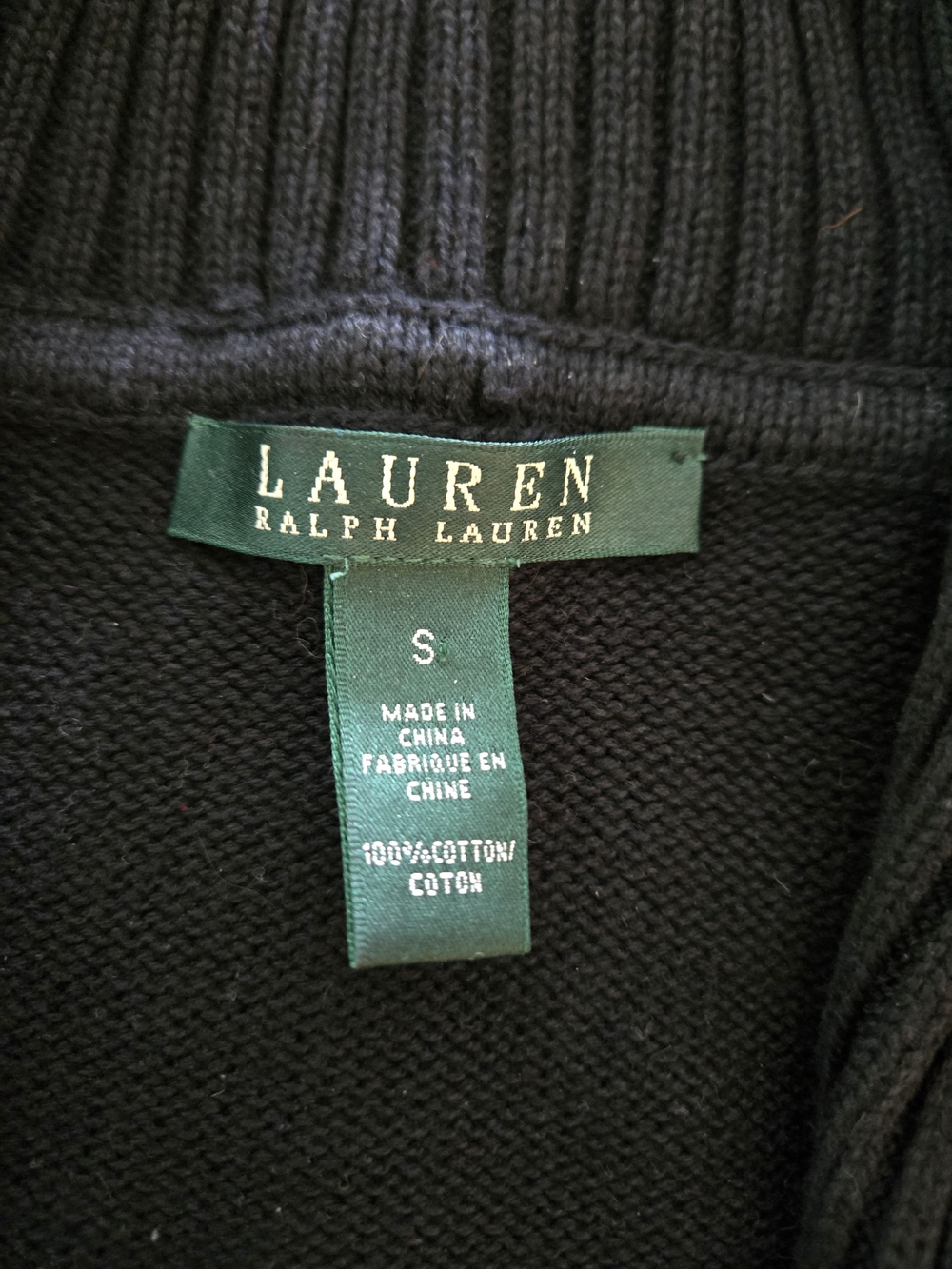 Ralph Lauren Women's Size Small Navy Shawl-Collar Button Cardigan Cotton Black - Picture 2 of 3